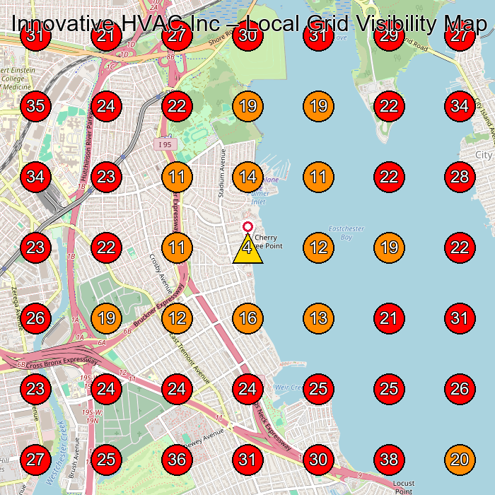 Innovative HVAC Inc GeoGrid visibility map for Hvac Contractor in Bronx